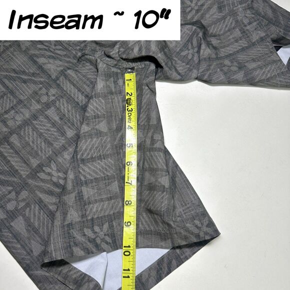 Crazy Shirts Hawaii Hybrid Shorts Mens Sz 32-33 Gray Geometric Coconut Polyester - Picture 9 of 10